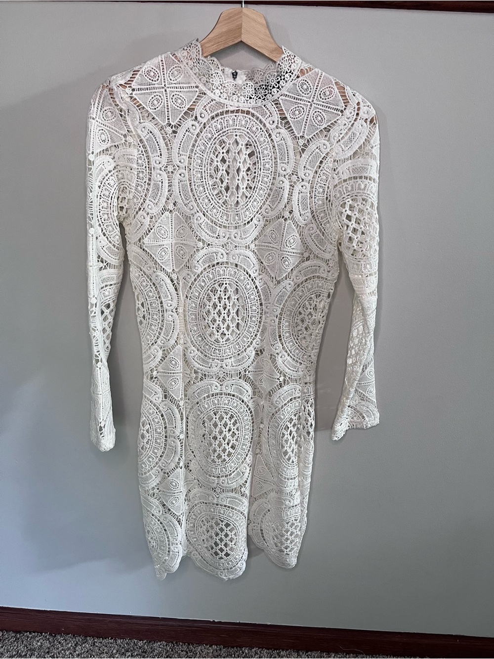 Akira White Lace Mini Dress - Elegant Crochet Design